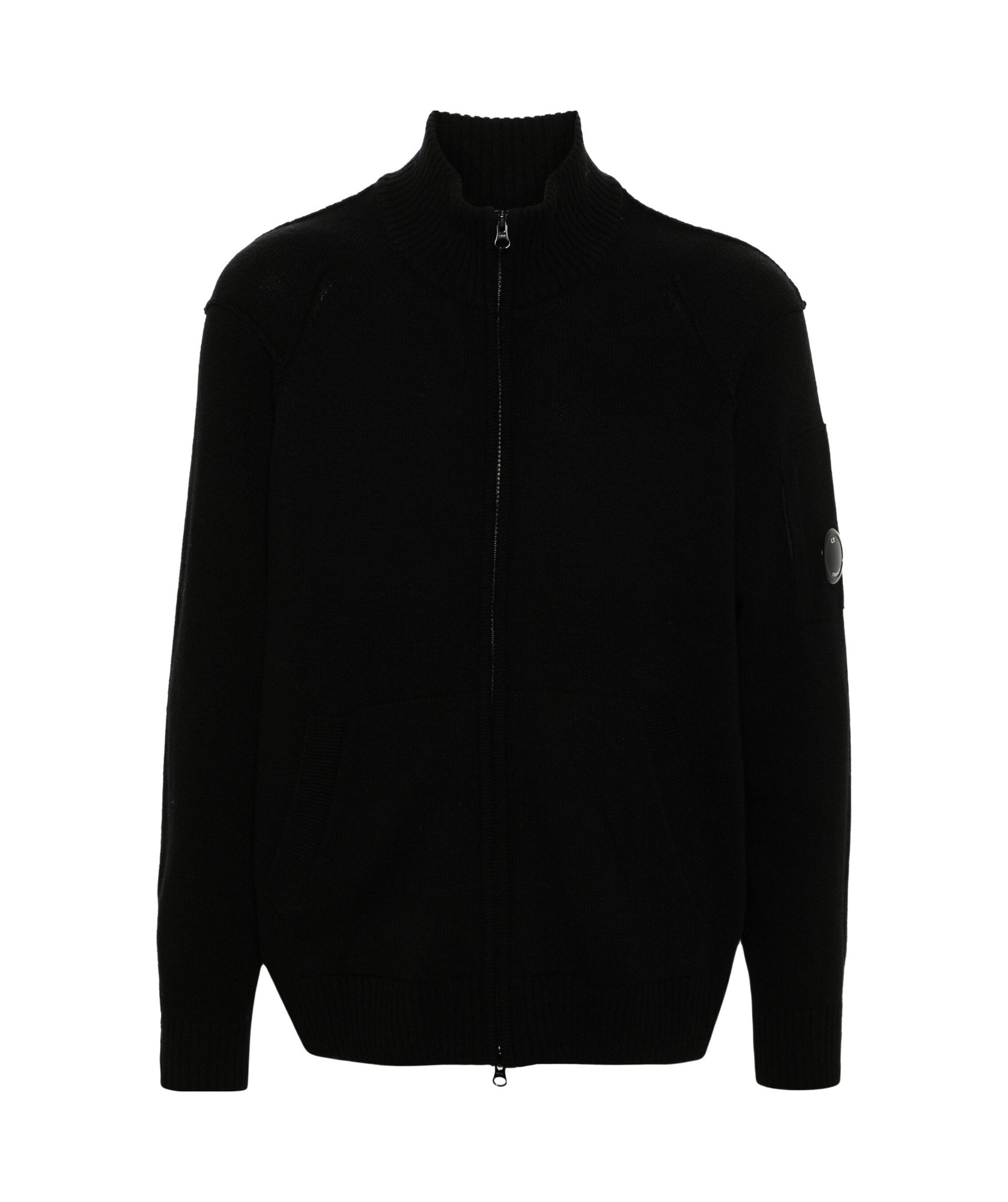 C.p. Company Lens-detailed Zipped Cardigan In Black