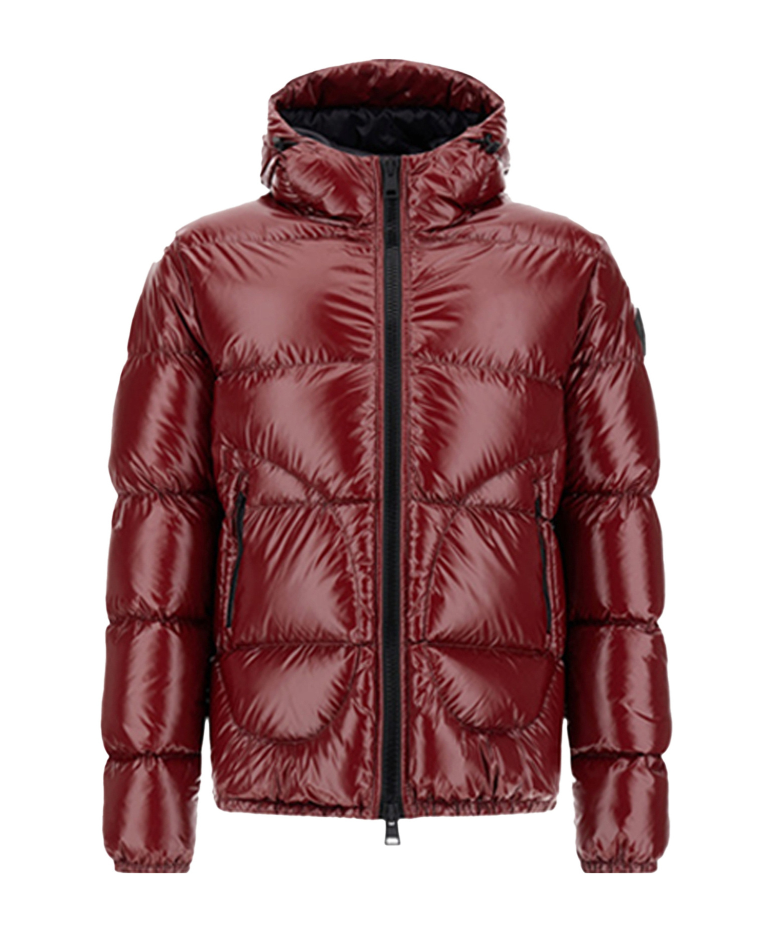 Herno Hooded Quilted Jacket Shiny Finish In Red