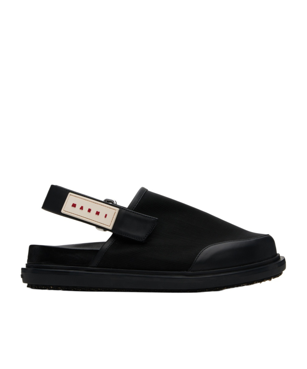 Marni Black Back Strap Mules In Black