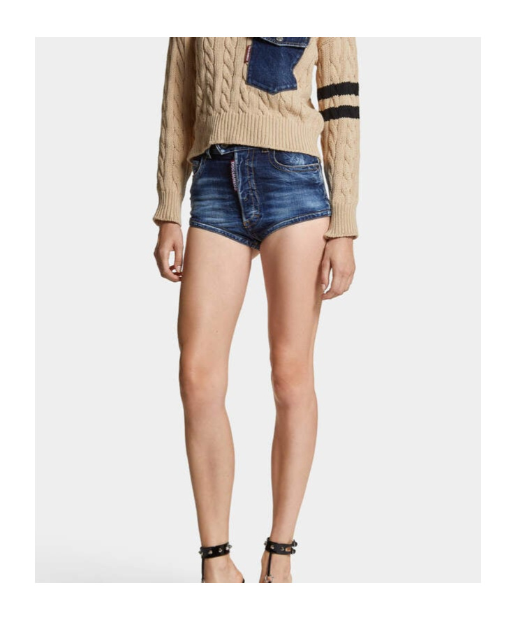Dsquared2 Washed Denim Shorts In Blue