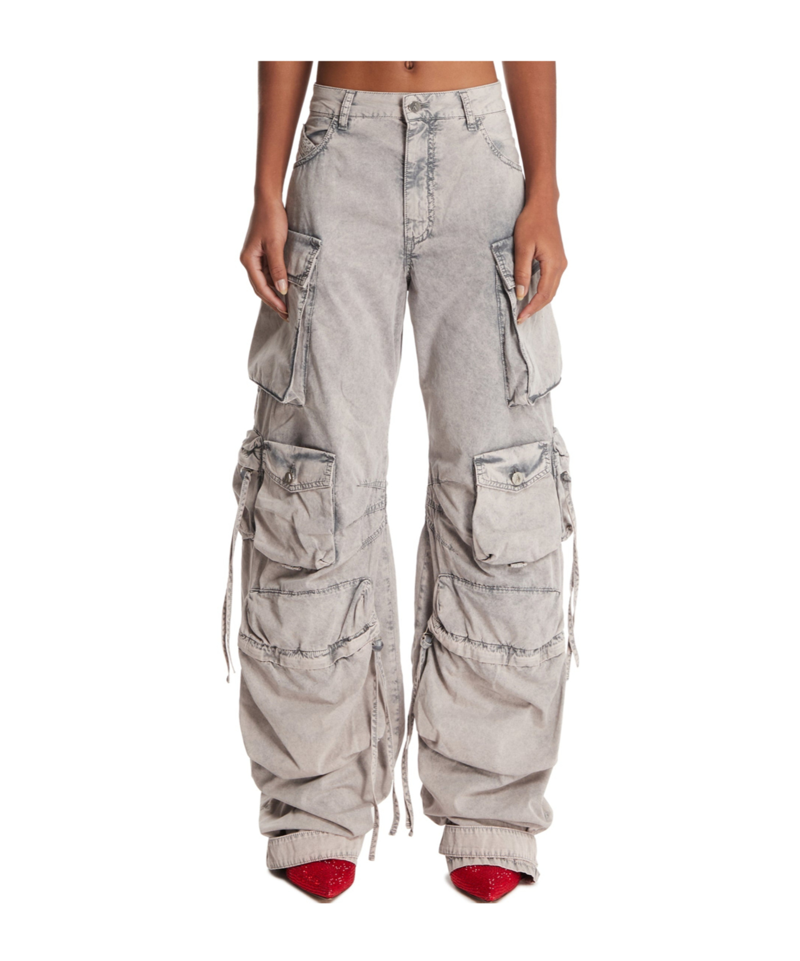 Attico Fern Cargo Jeans In Gray