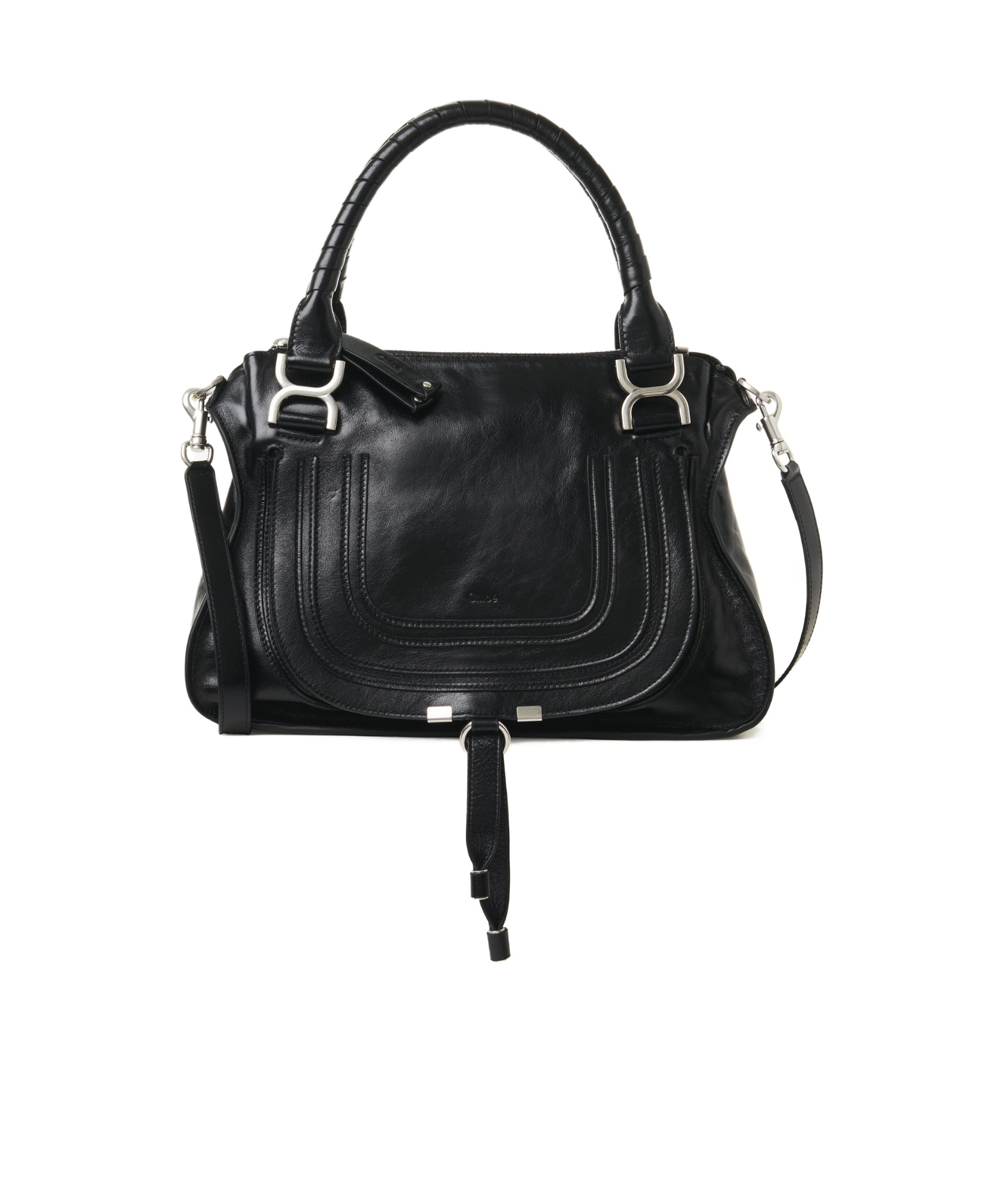 Chloé Marcie Leather Top Handle Bag In Black