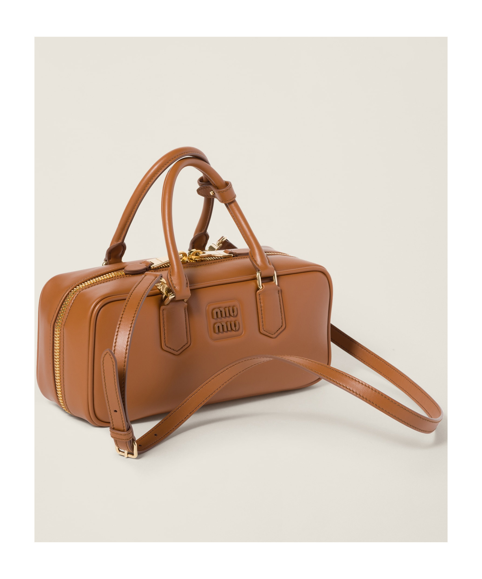 Miu Miu Arcadie Logo Shoulder Bag In Brown
