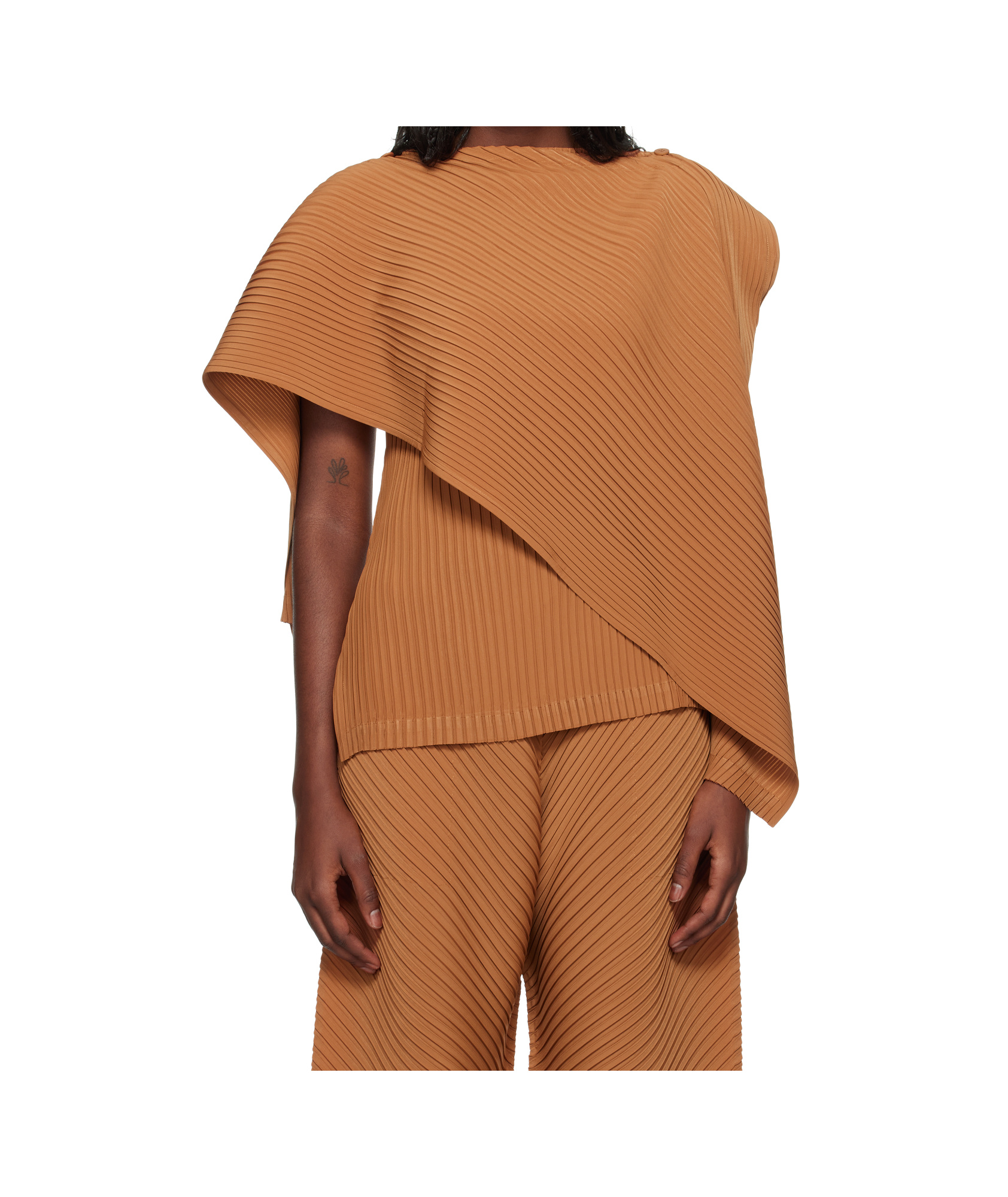 Shop Issey Miyake Asymmetric Top In Brown