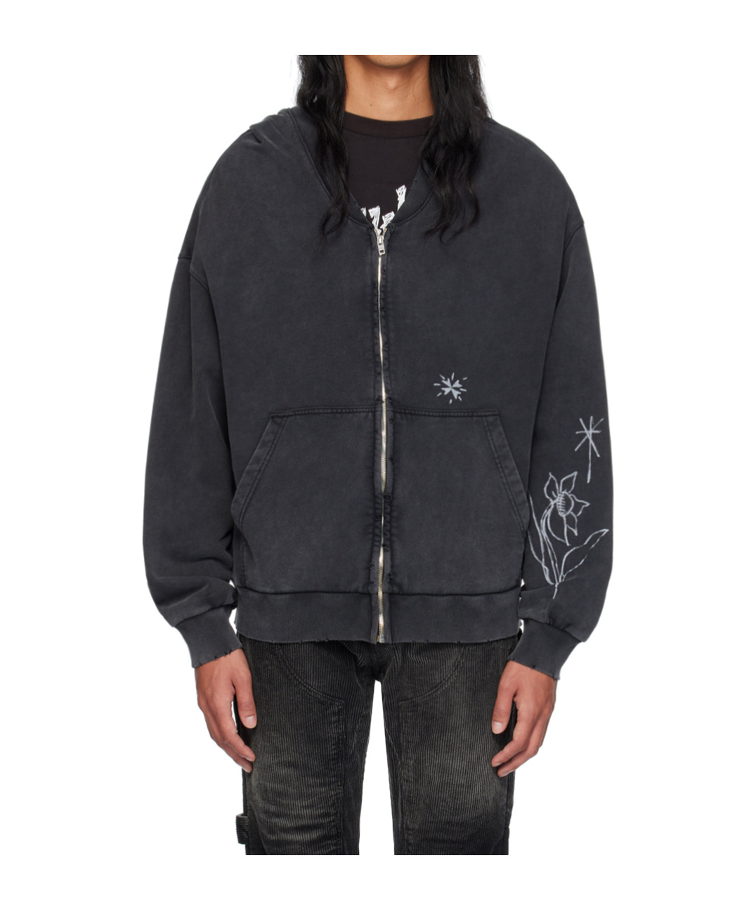 We11 Done Zippered Hooded Sweatshirt In Black