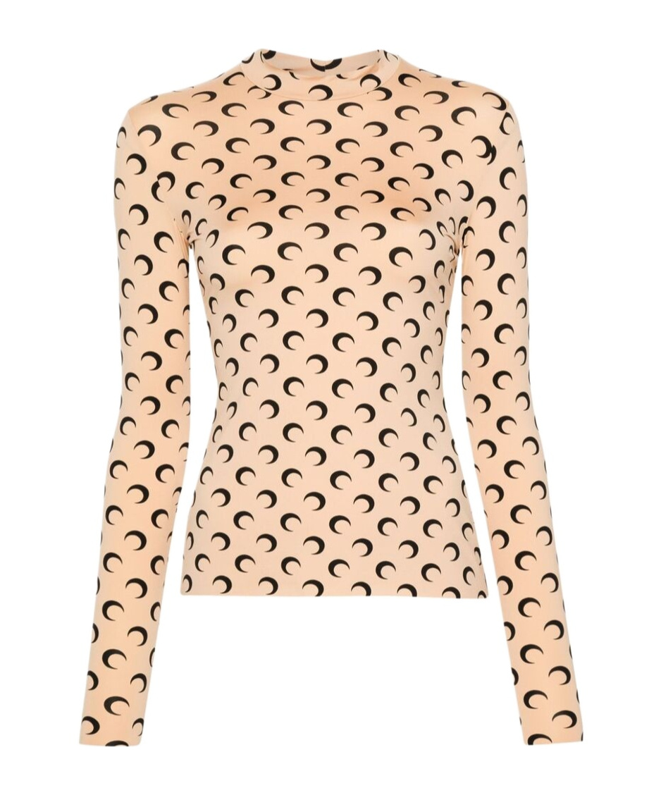 Marine Serre Moon Print Second Skin Top In Nude