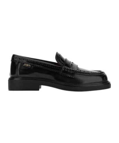 Tod's Woman Loafers Dark Green Size 7.5 Leather In Black