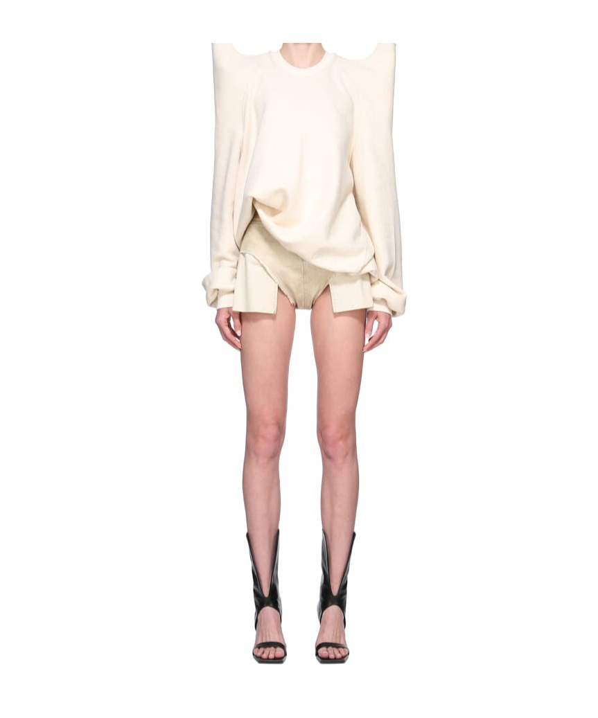 Rick Owens Drkshdw High-rise Denim Shorts In Nude