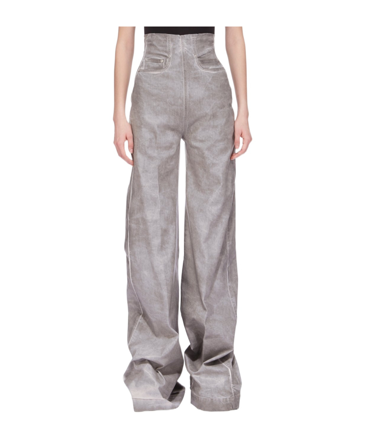 Rick Owens Drkshdw Pearl Foil Stretch Jeans In Gray