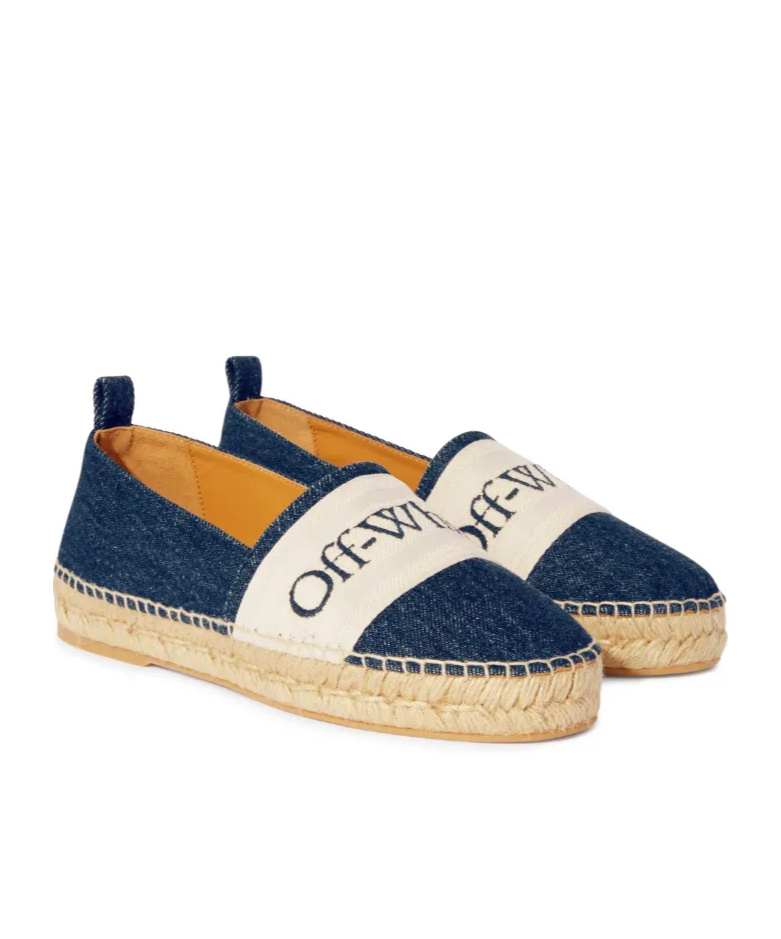 Off-white Blue Denim Bookish Espadrilles In Nude