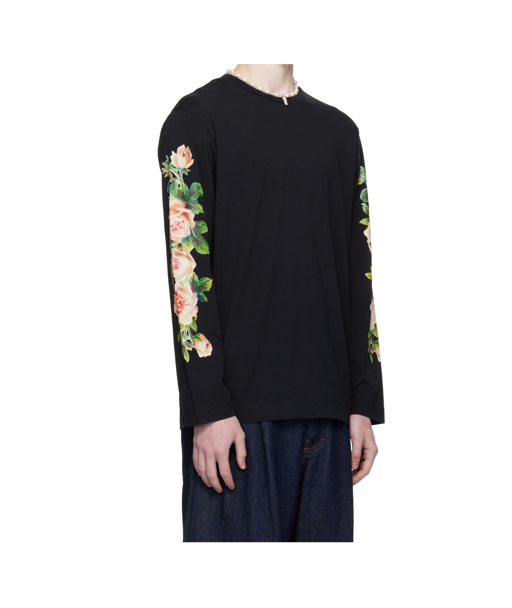 Simone Rocha Rose Bouquet Long Sleeve T-shirt In Black