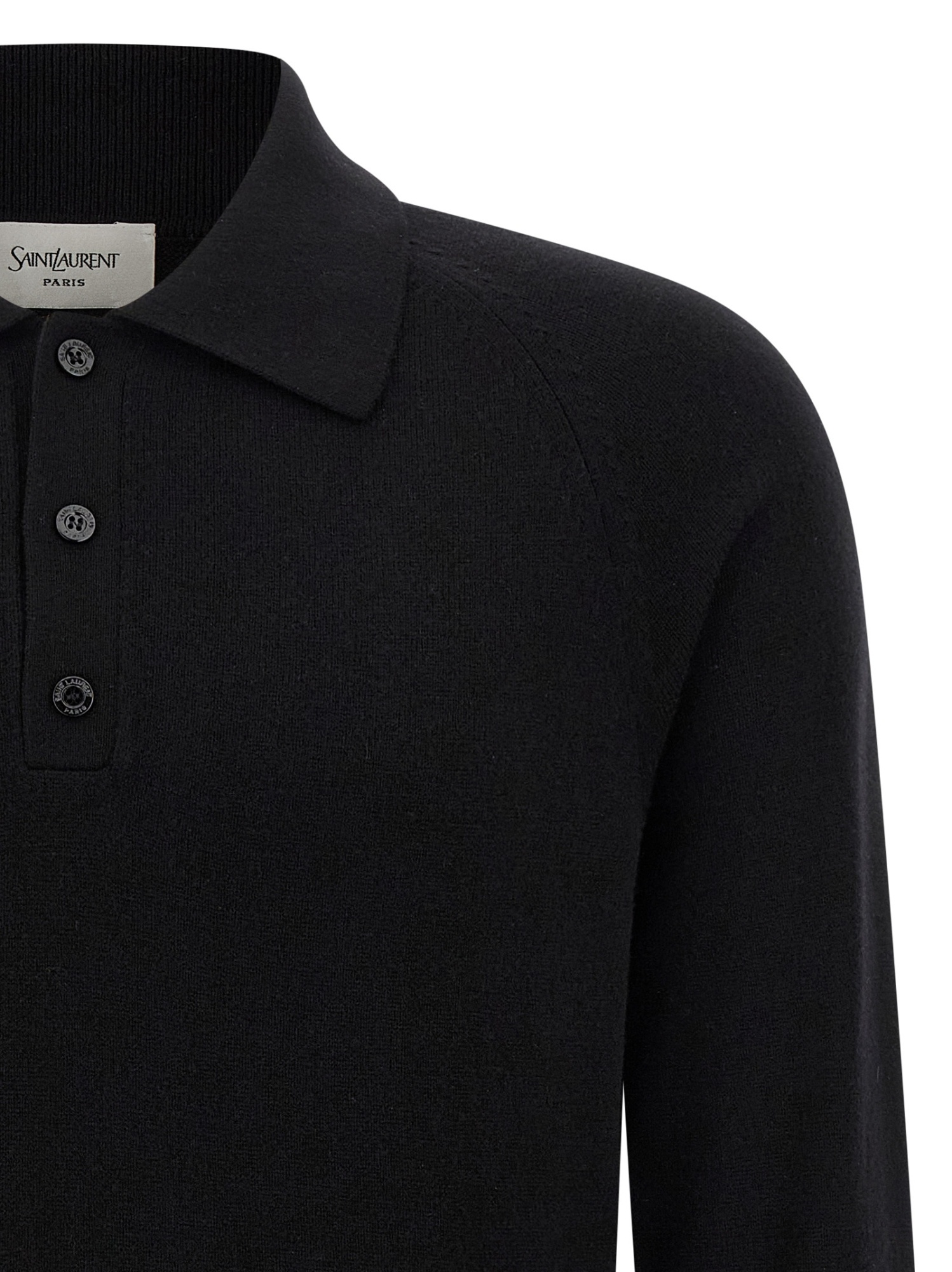 Saint Laurent Wool Polo Shirt Cuffs Ribbed In Blue