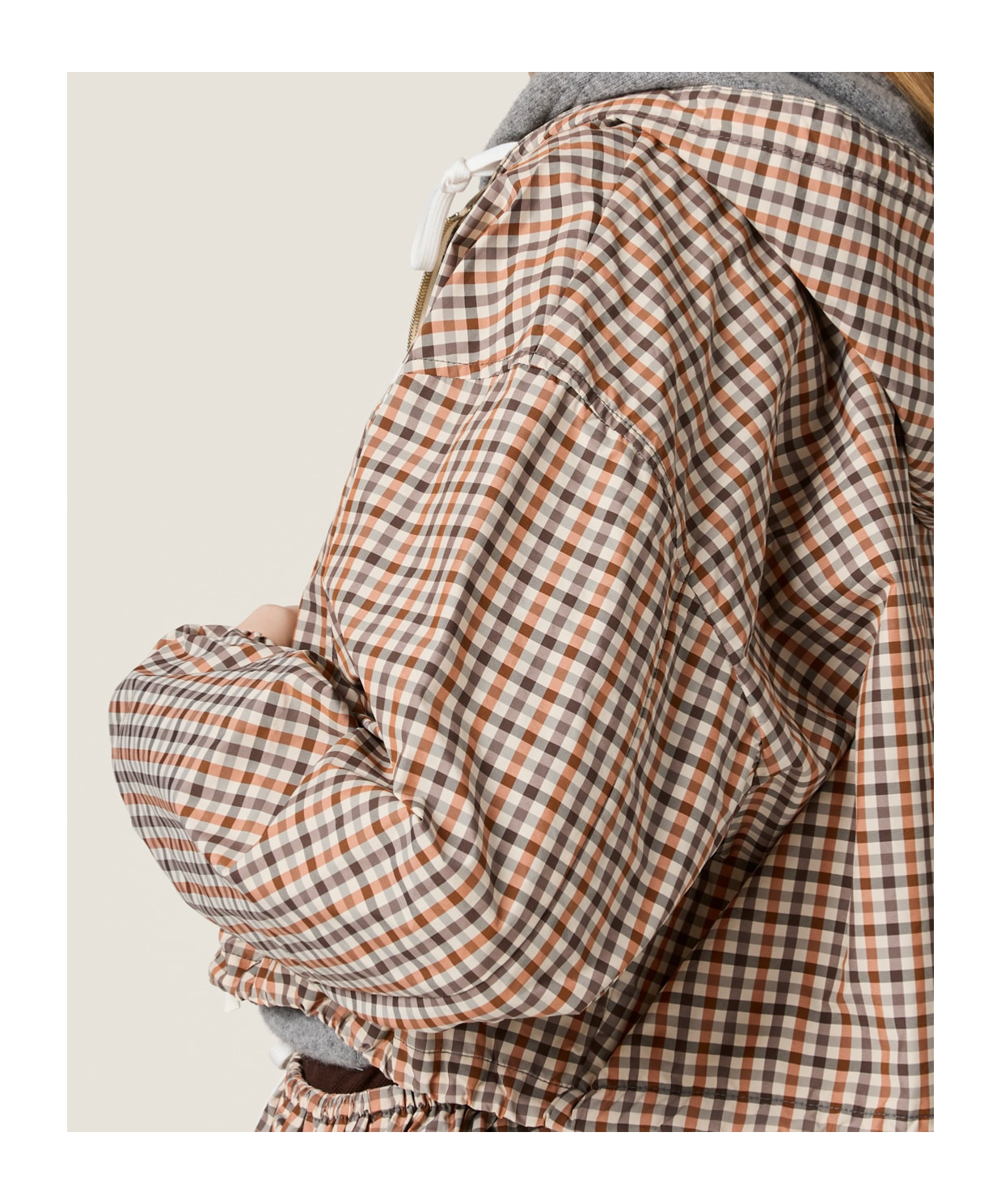 Miu Miu Checked Casual Jacket In Nude
