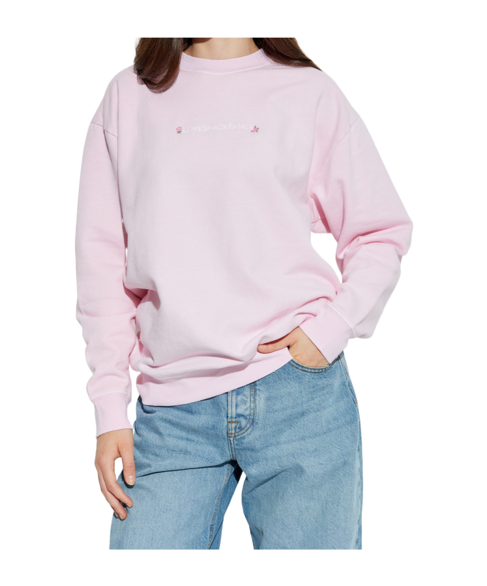 Loveshackfancy Palo Embroidered Sweatshirt In Pink
