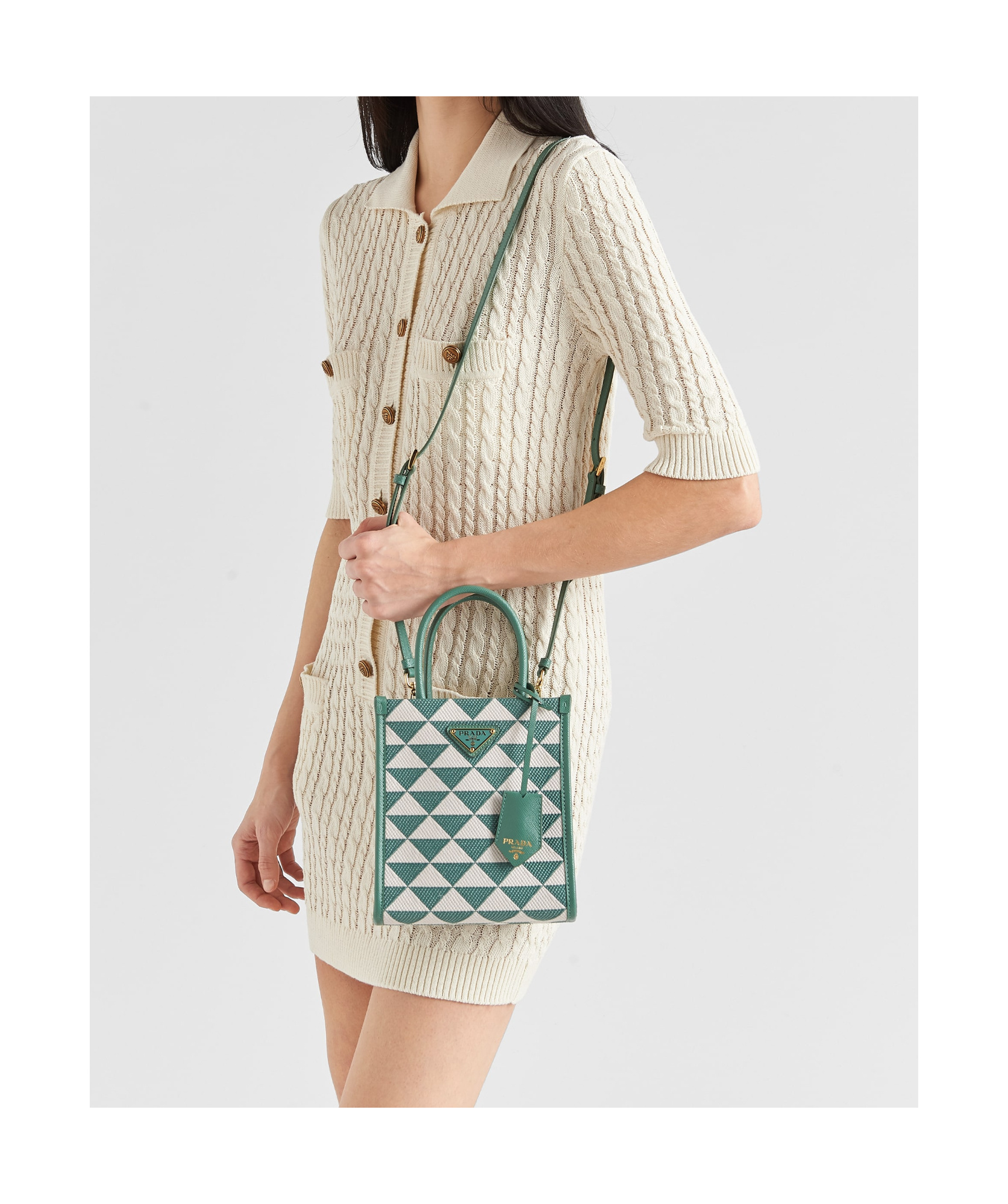 Prada Mini Symbole Tote Bag In Green