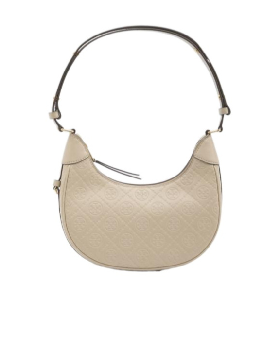 Tory Burch T Monogram Crescent Bag In Nude