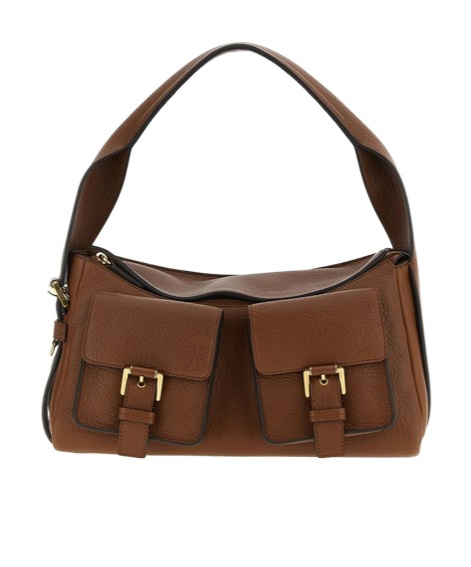 Mulberry Adjustable Strap Dual Front Pockets Textured Finish Shoulder Bag In Brown