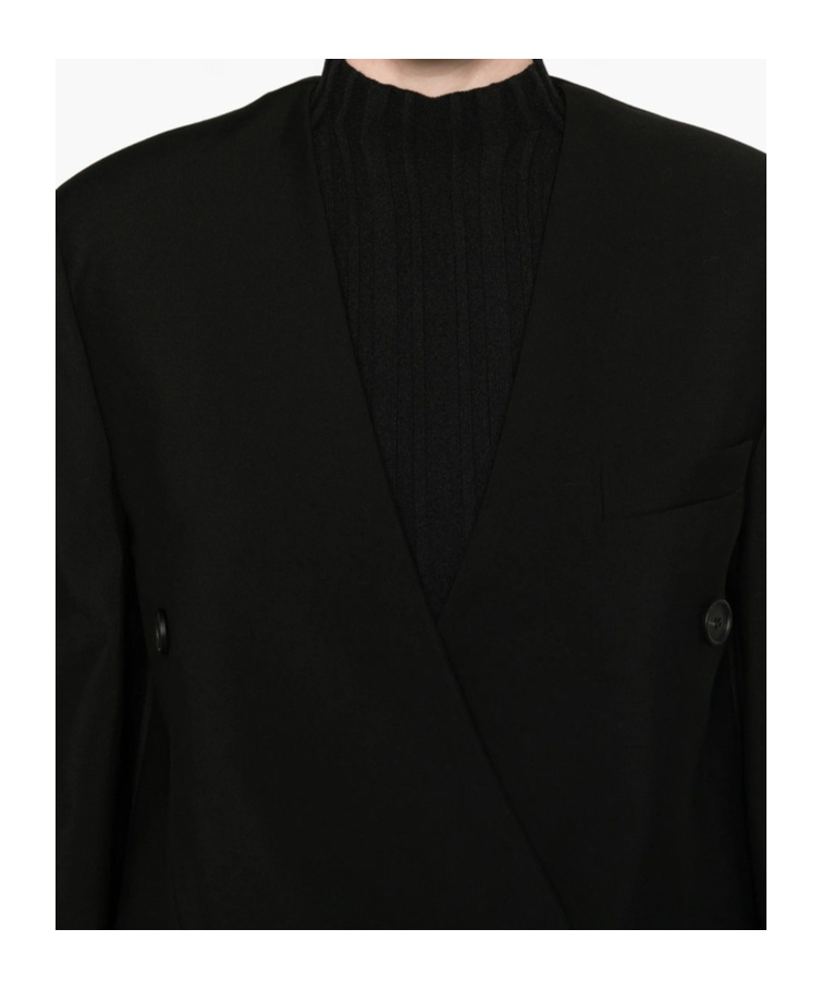 The Row Double-breasted Coat In Black