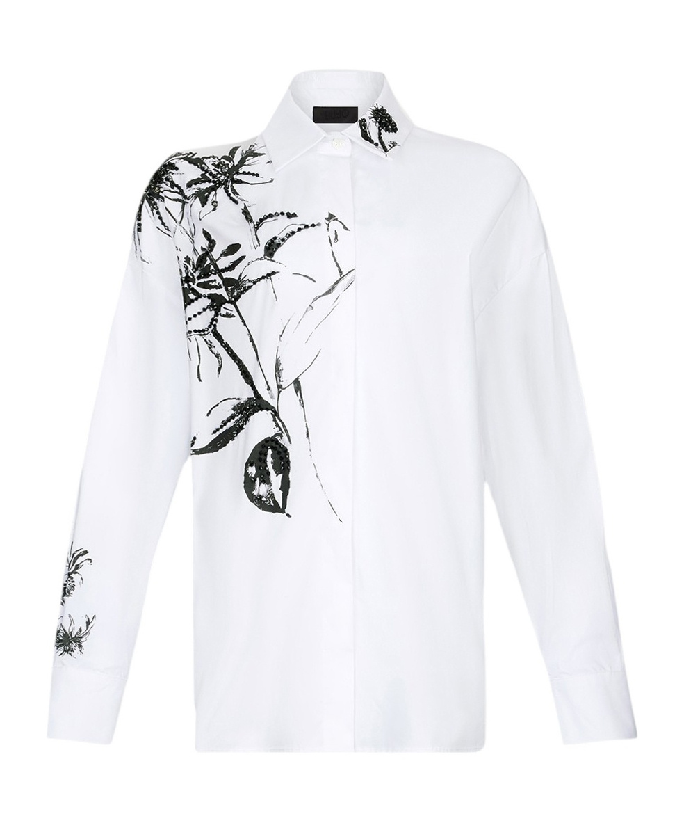 Liu •jo Cotton Shirt With Print In White