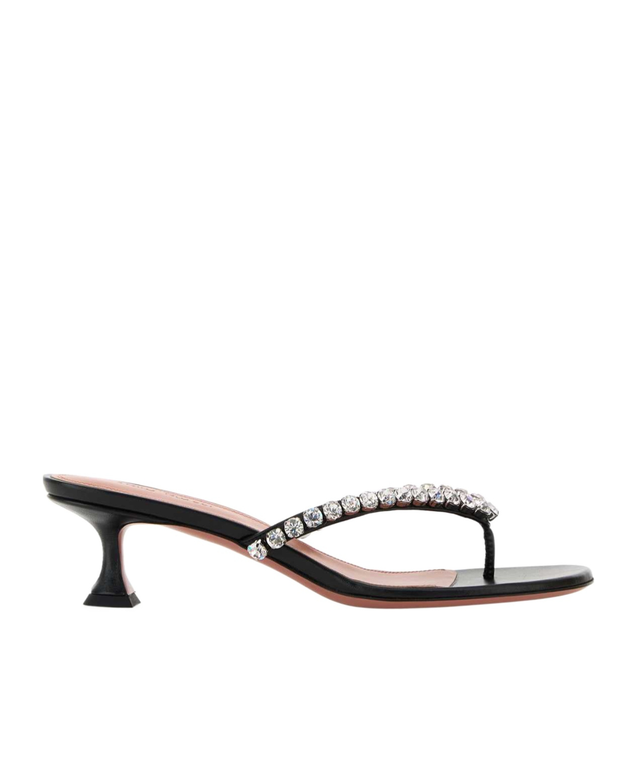 Amina Muaddi Women Black Leather Gigi Thong Mules