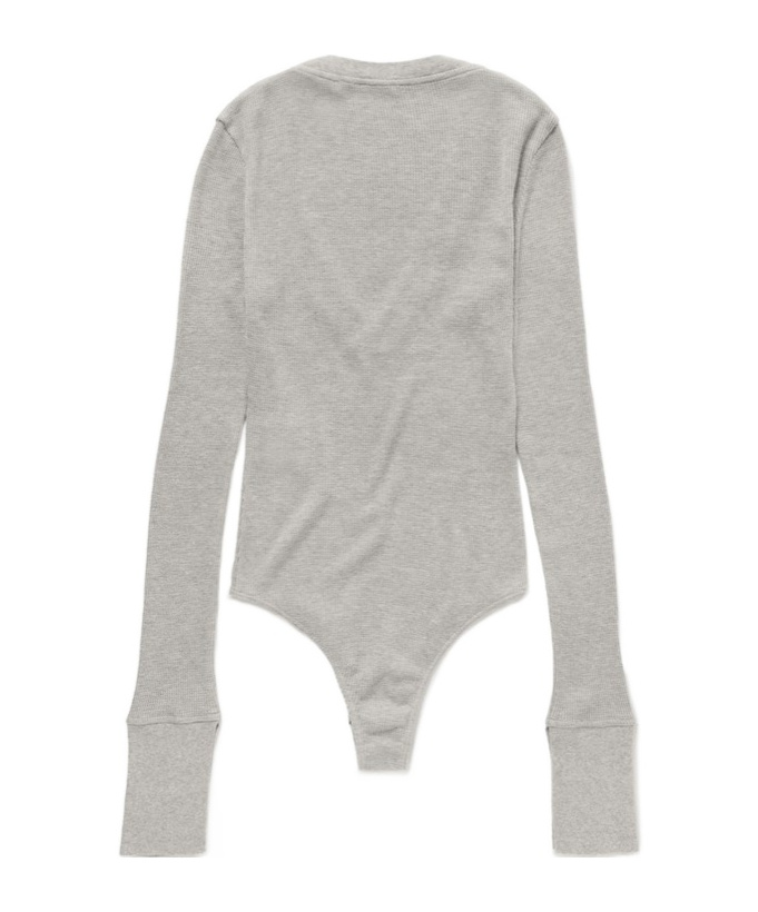 Shop 1989 Studio V-neck Waffle-knit Bodysuit In Light Grey