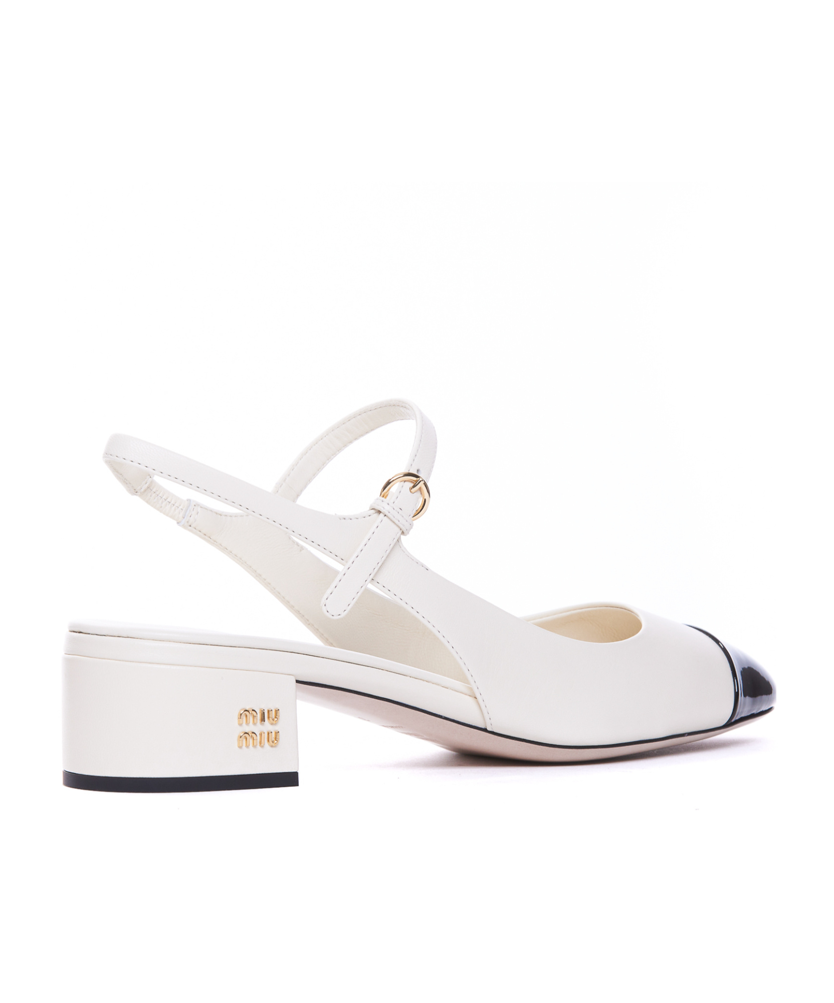 Miu Miu White And Black Goat Leather Pumps In White