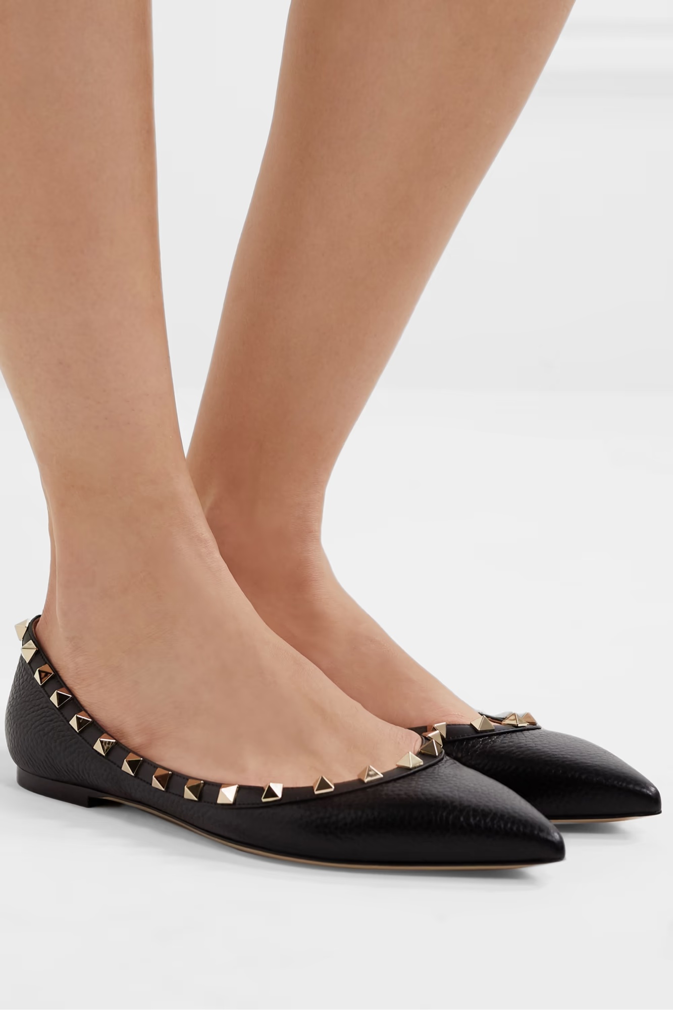 Valentino Rockstud Ballerina Shoes In Black