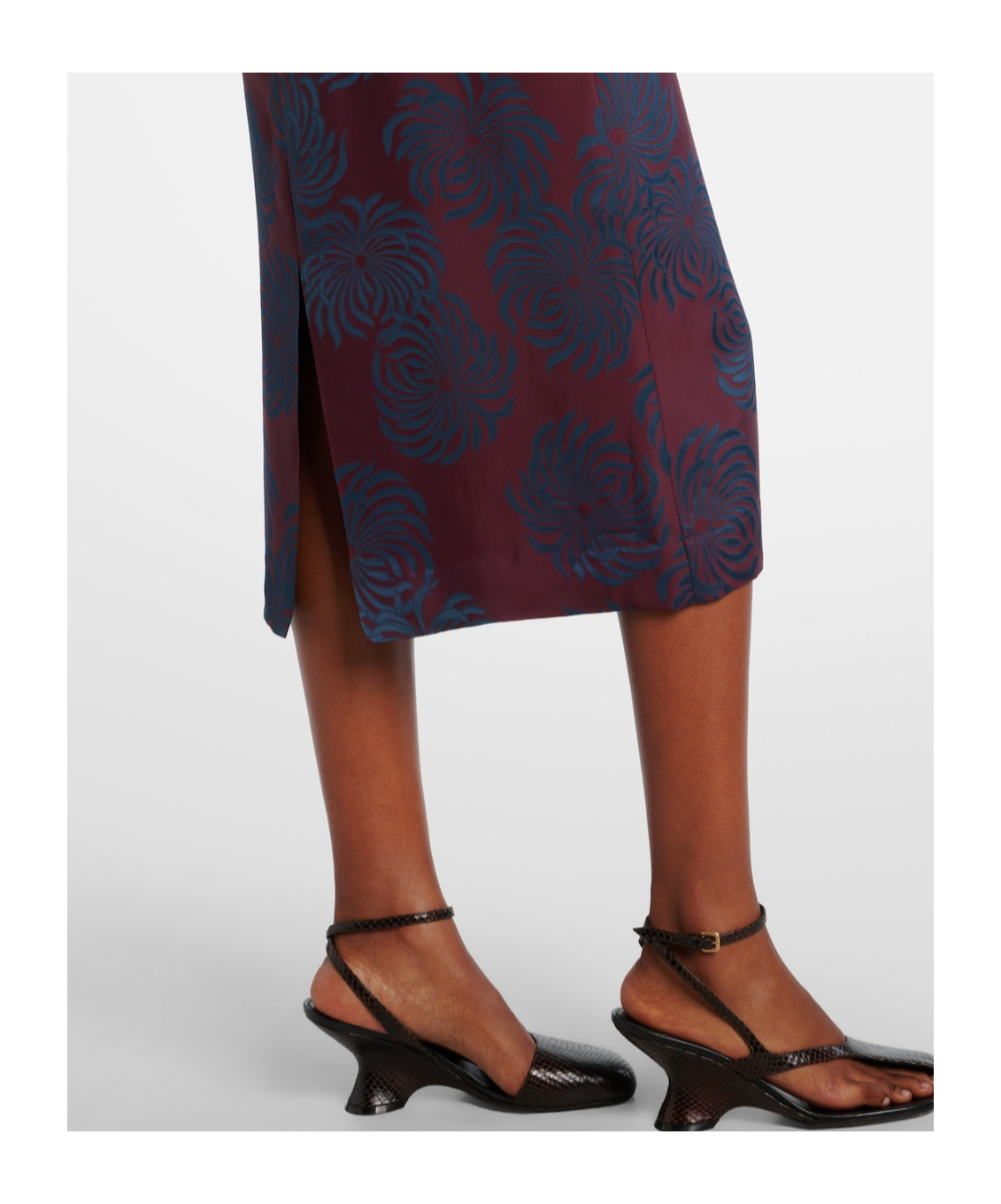 Dries Van Noten Jacquard Midi Skirt In Blue