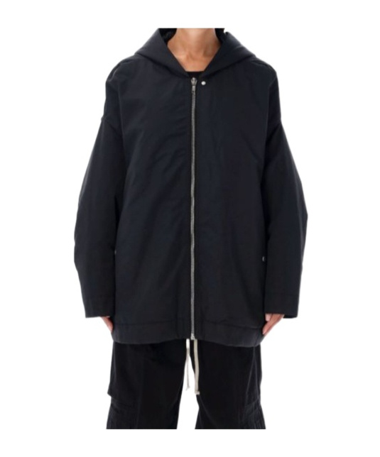 Rick Owens Drkshdw Hooded Peter Relaxed Fit Jacket With Drawstring Hem In Black