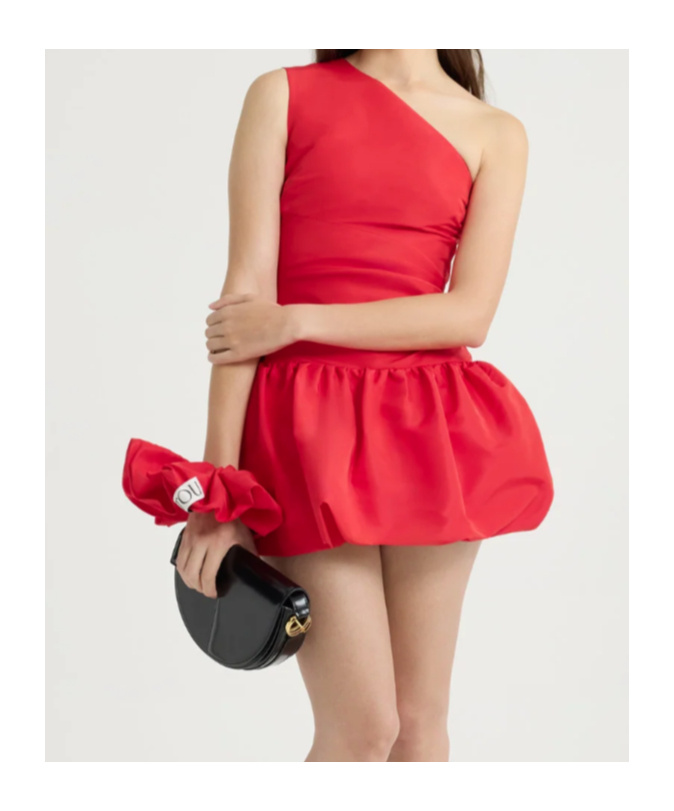 Patou One Shoulder Knee Length Dress With Asymmetric Design In Red