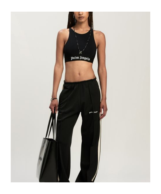 Shop Palm Angels Logo Underband Cropped Top In Black