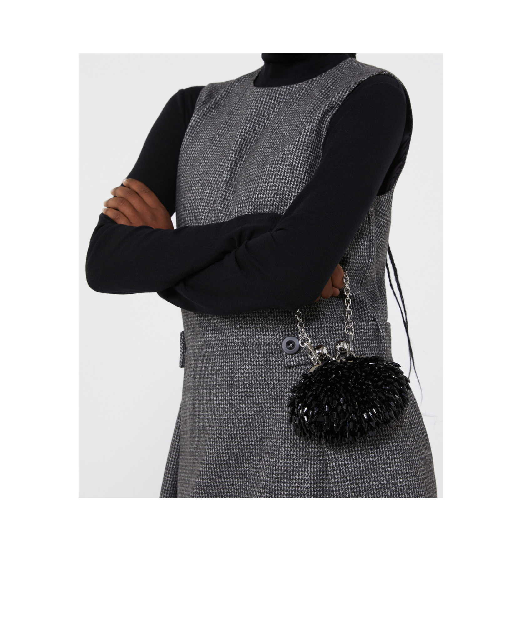 Weekend Max Mara Mini Pasticcino Satin Bag With Rhinestones In Black