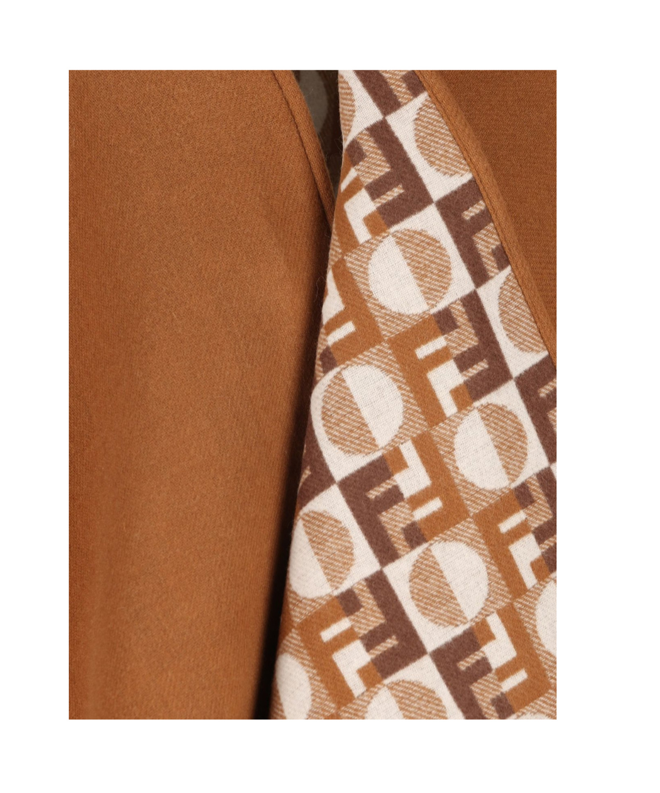 Fendi Ff Jacquard Fringed-edge Cape In Brown