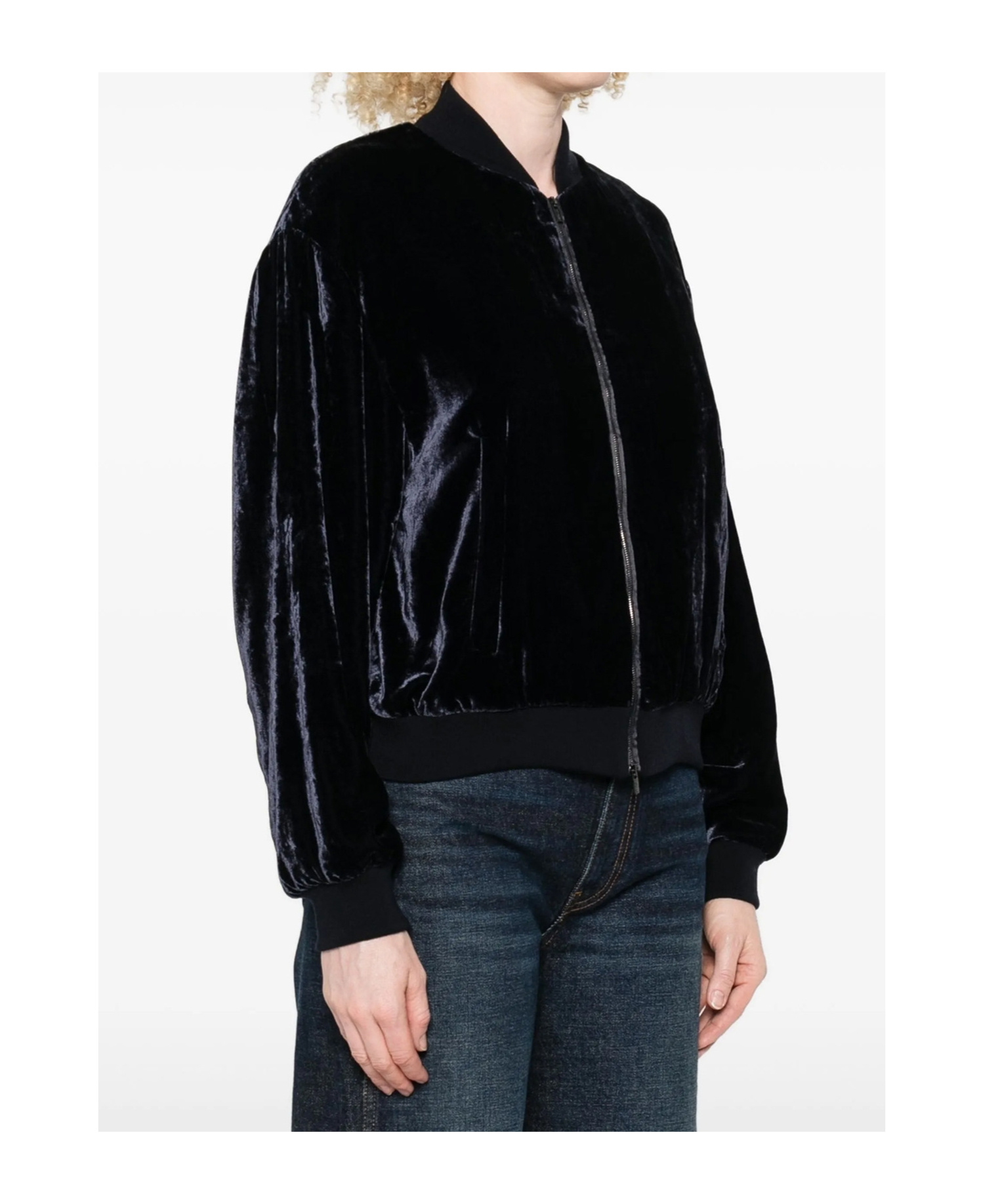 Peserico Washed Viscose Velvet Bomber Sweatshirt In Black
