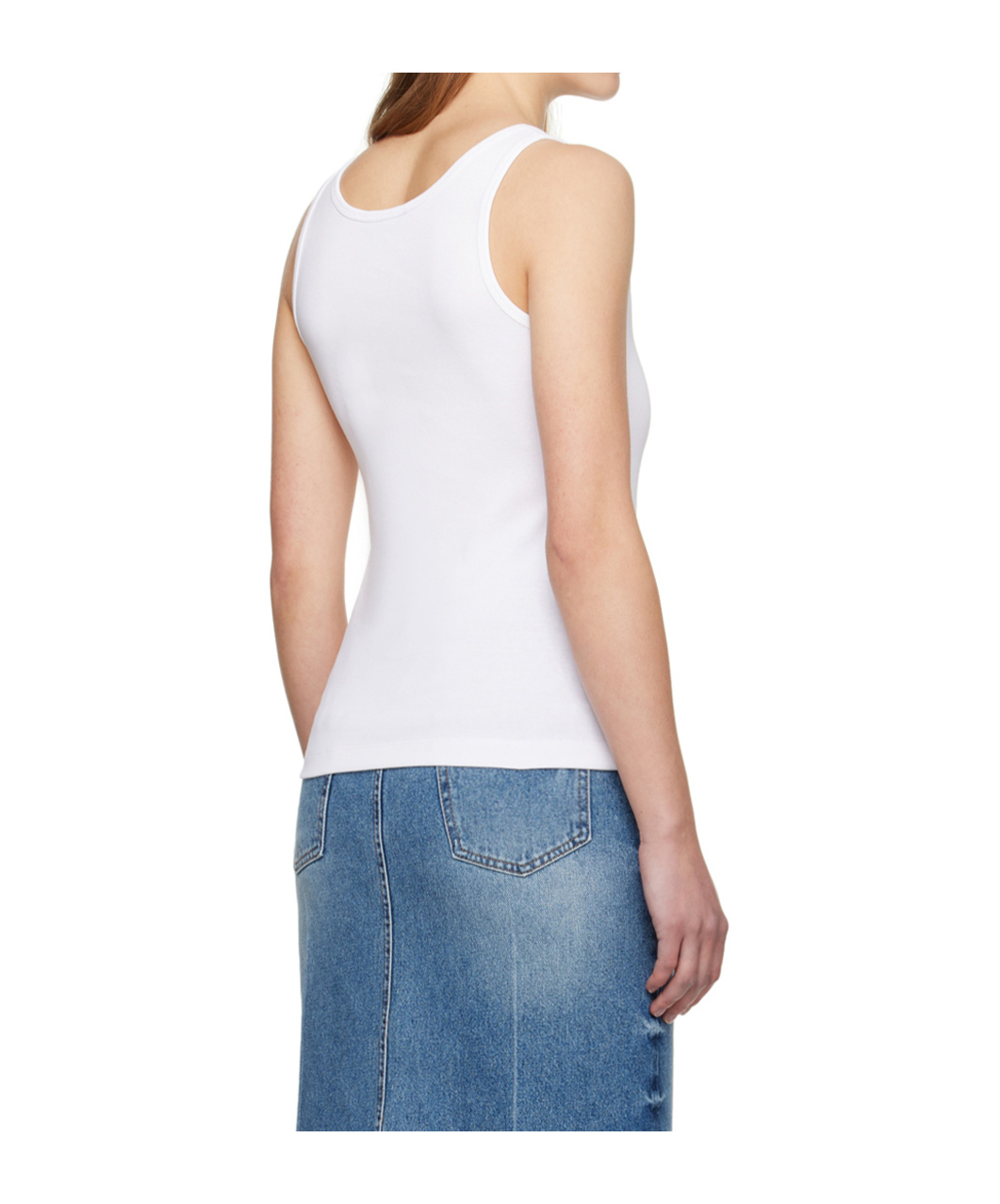 Juunj White Scoop Tank Top In Multi