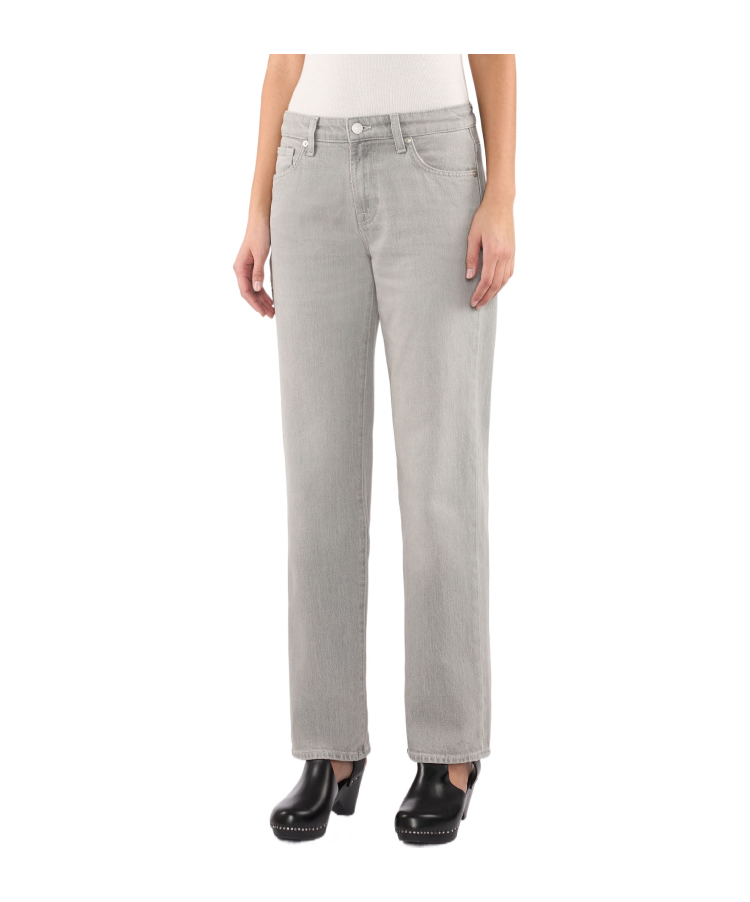 7 For All Mankind Denim Trousers With Belt Loops In Gray
