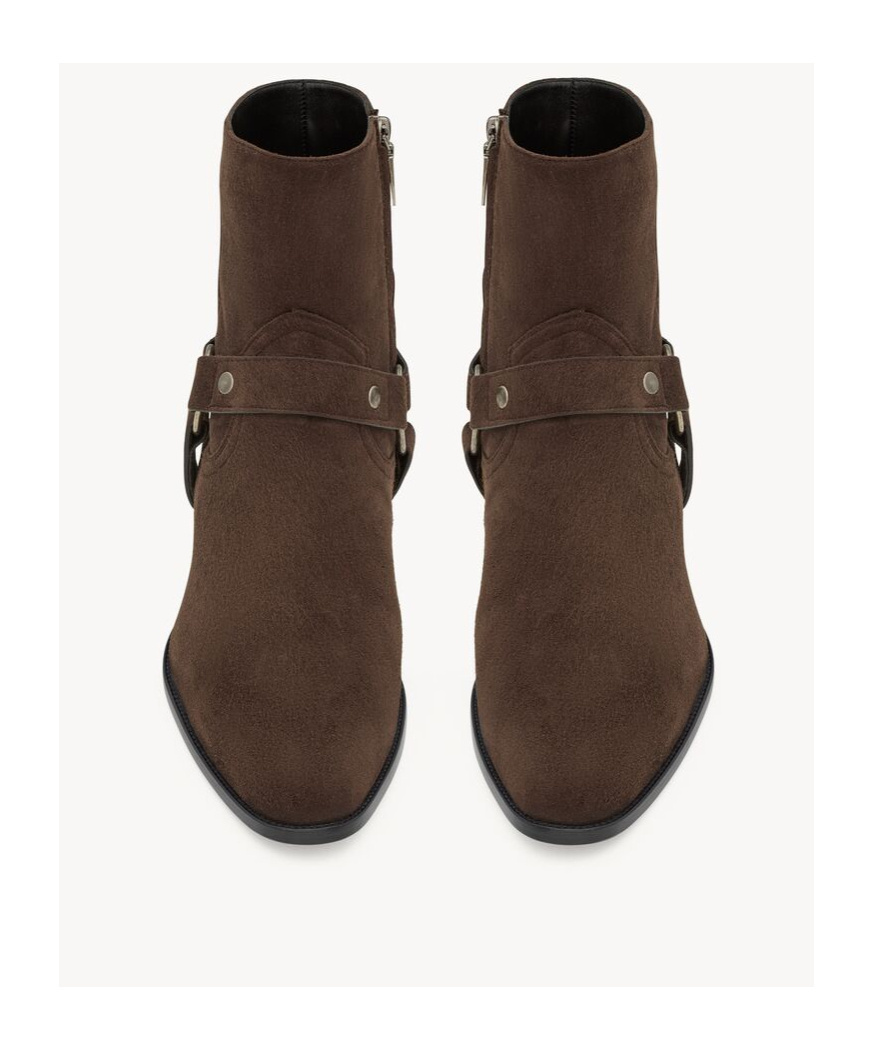 Saint Laurent Zippered Short Boots In Green
