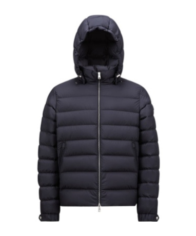 Moncler Men Arneb Down Jacket With Ton-sur-ton Logo Patch In Blue