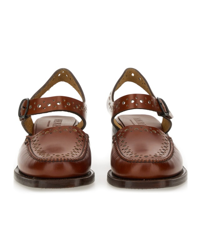 Hereu Perforated Ankle-strap Heeled Sandals In Brown