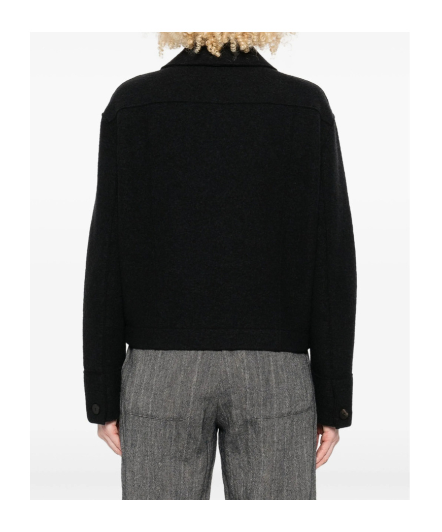 Harris Wharf London Button-front Collared Jacket In Black