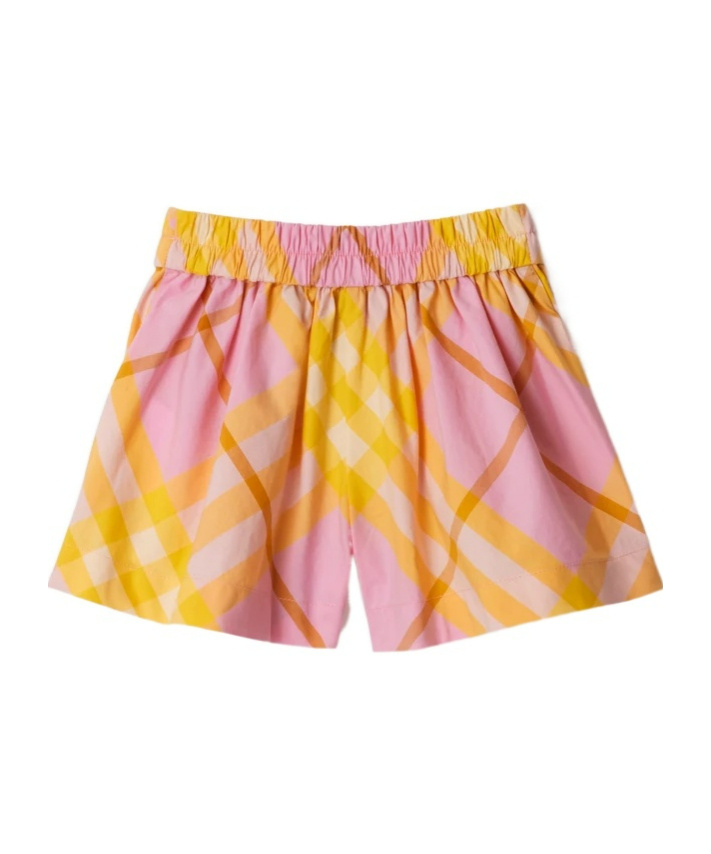 Burberry Checked Cotton Shorts In Pink