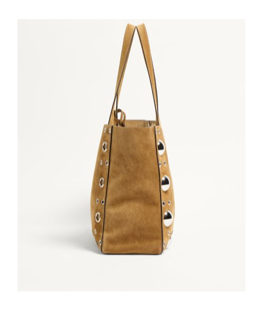 Valentino Garavani Garavani Nellcôte Suede Shopping Bag Woman Havana Beige Uni In Brown