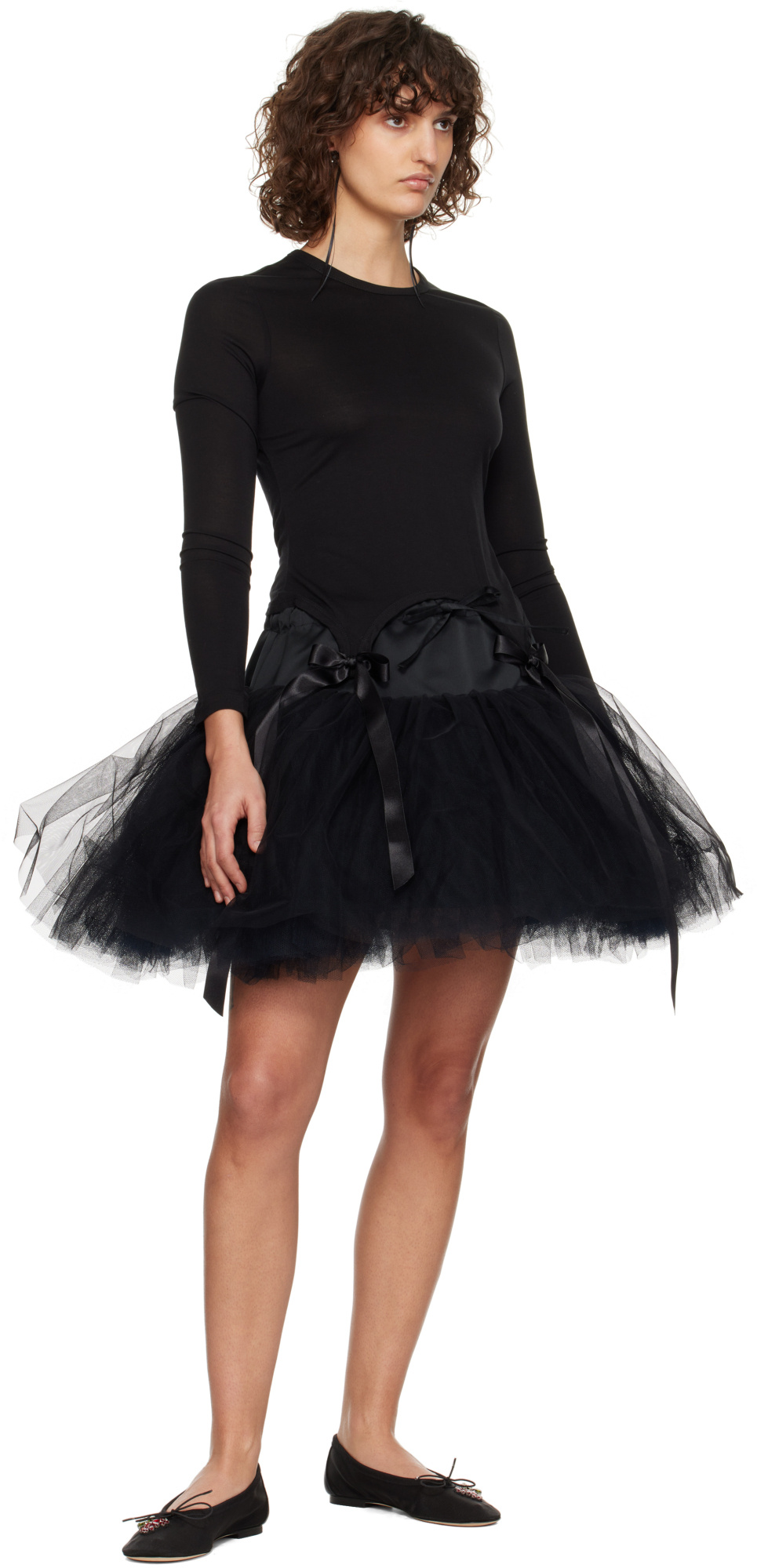 Simone Rocha Black Bow Ribbon Stud Earrings In Black