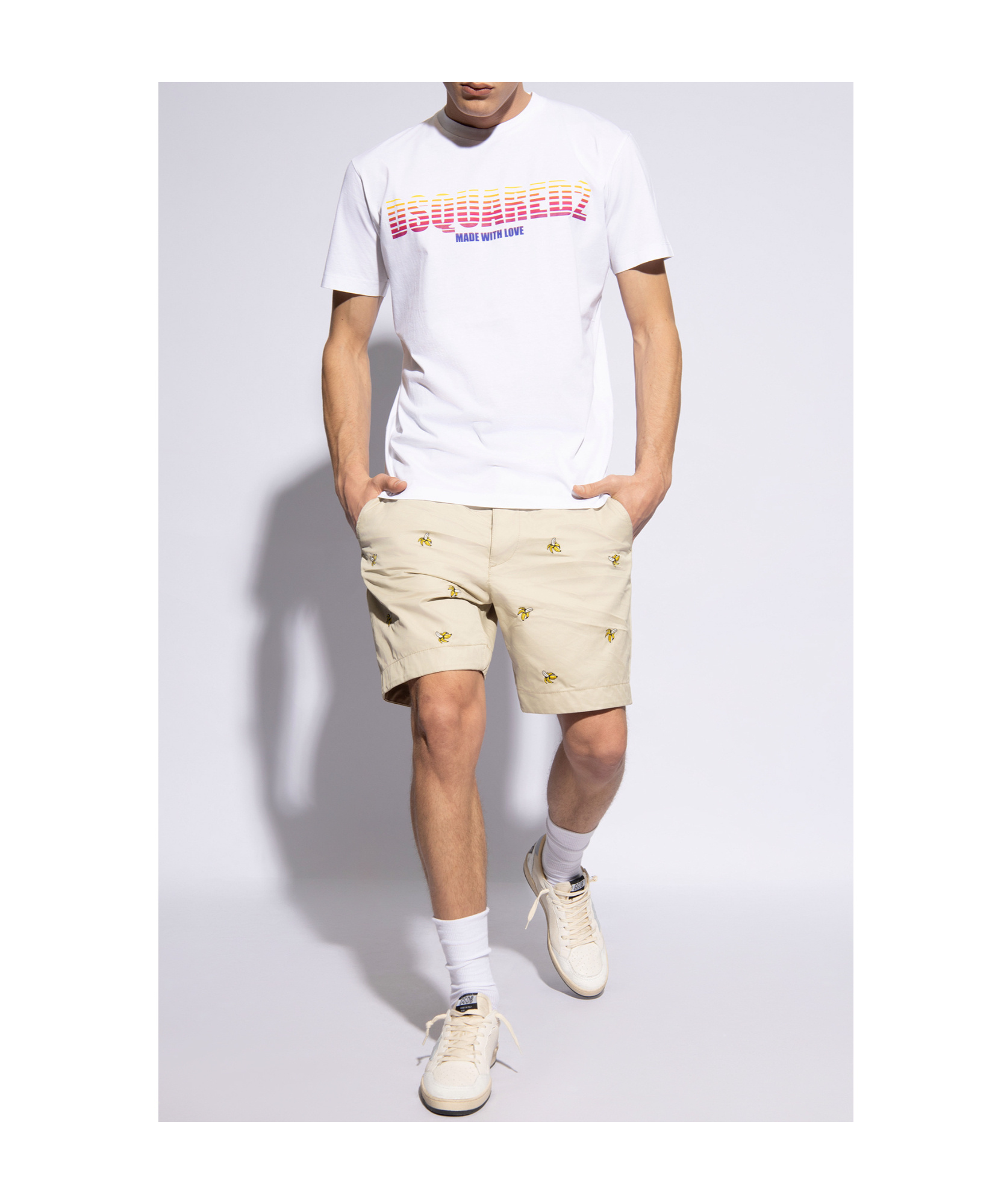 DSQUARED2 BANANA-EMBROIDERED BERMUDA SHORTS