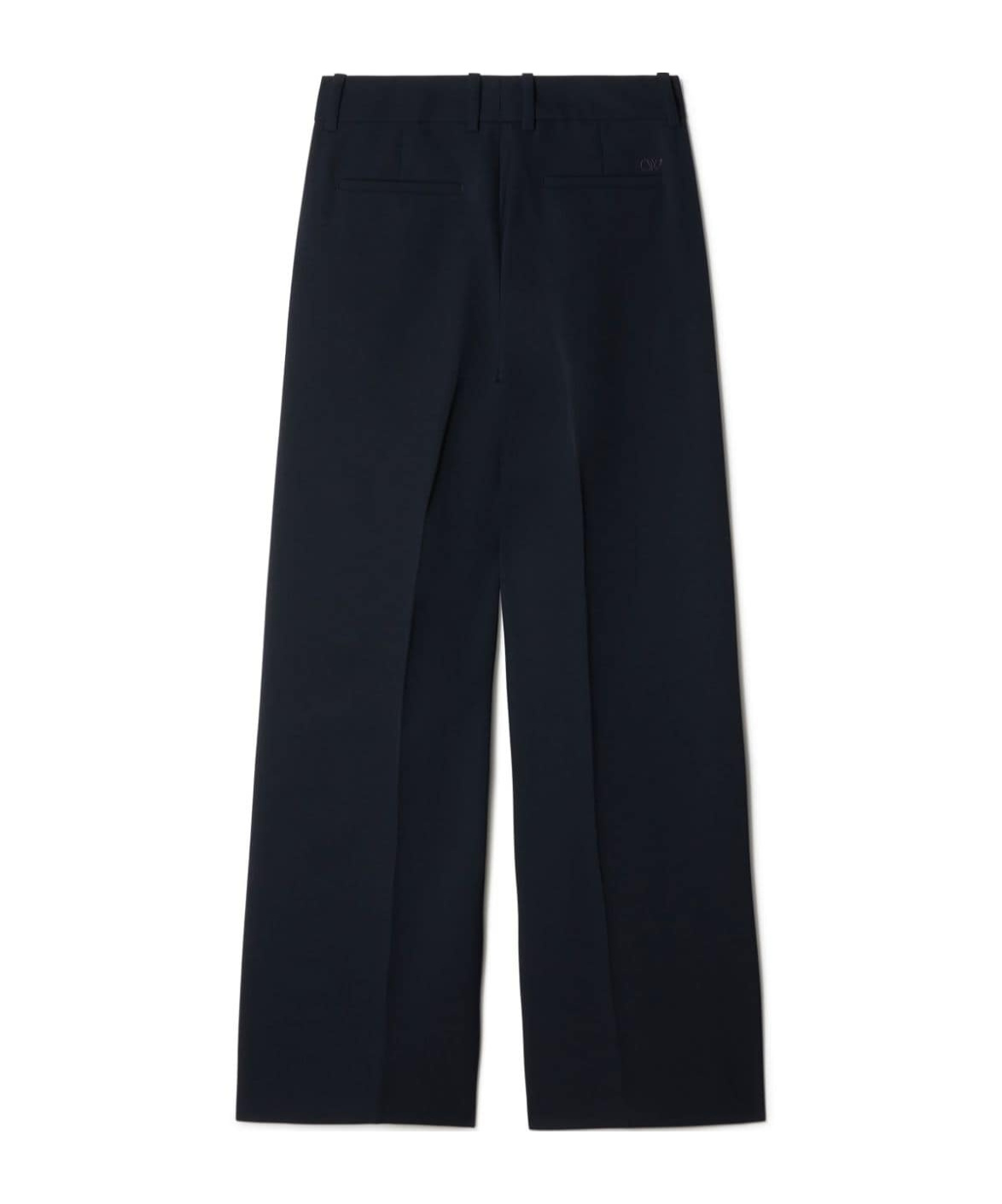 Off-white Wide-leg Wool Trousers In Black