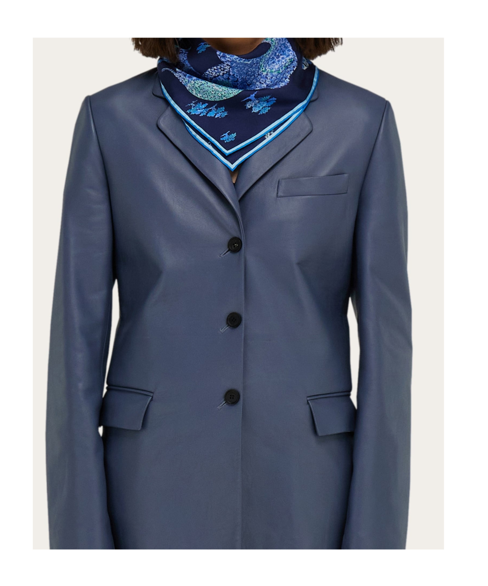 Ferragamo Patchwork-print Silk Bandana In Blue