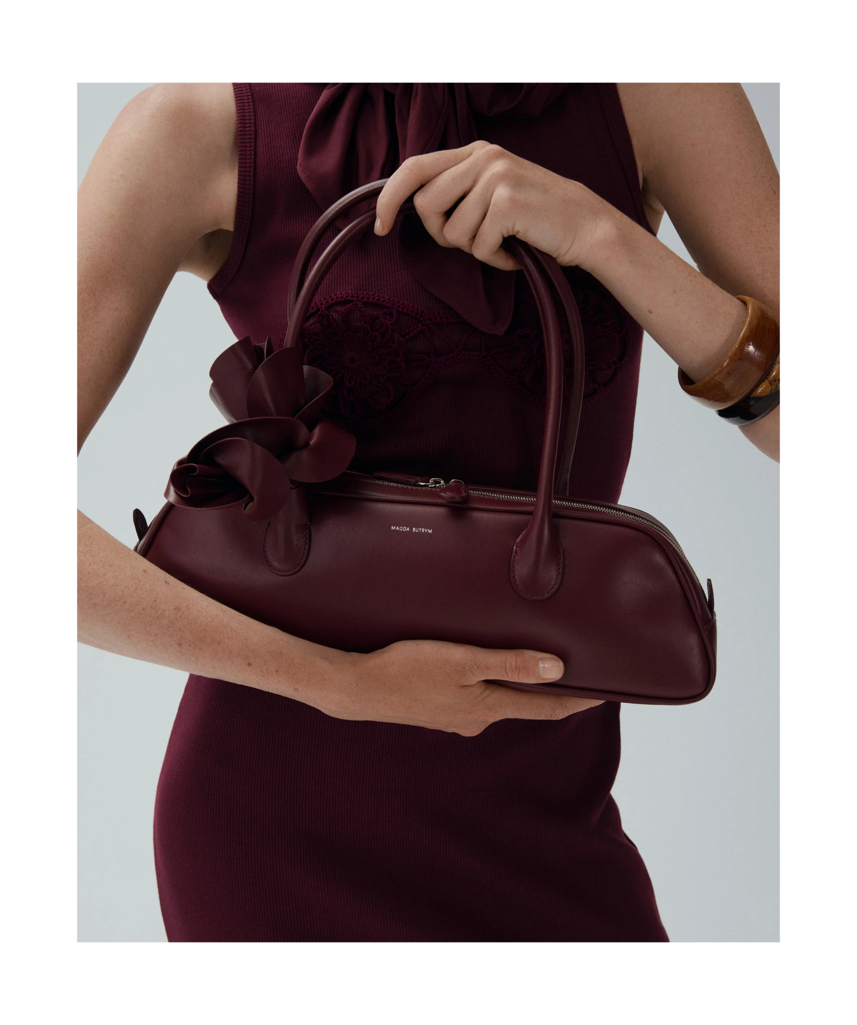 Magda Butrym Crochet Bra Cotton Tank Dress In Bordeaux In Bordeaux