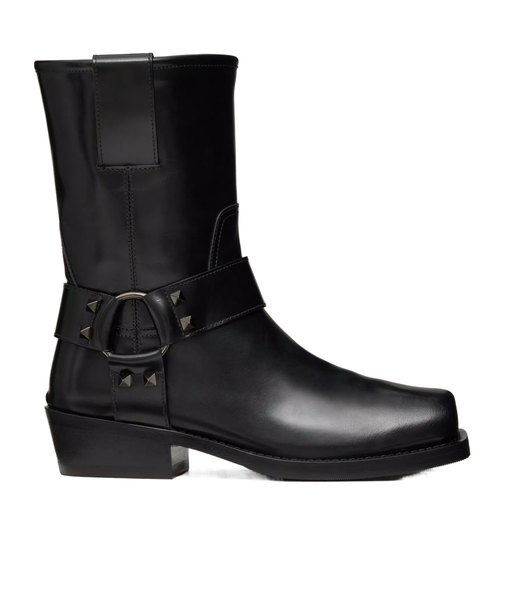 Valentino Garavani Women Biker Leather Boots With Iconic Studs In Black