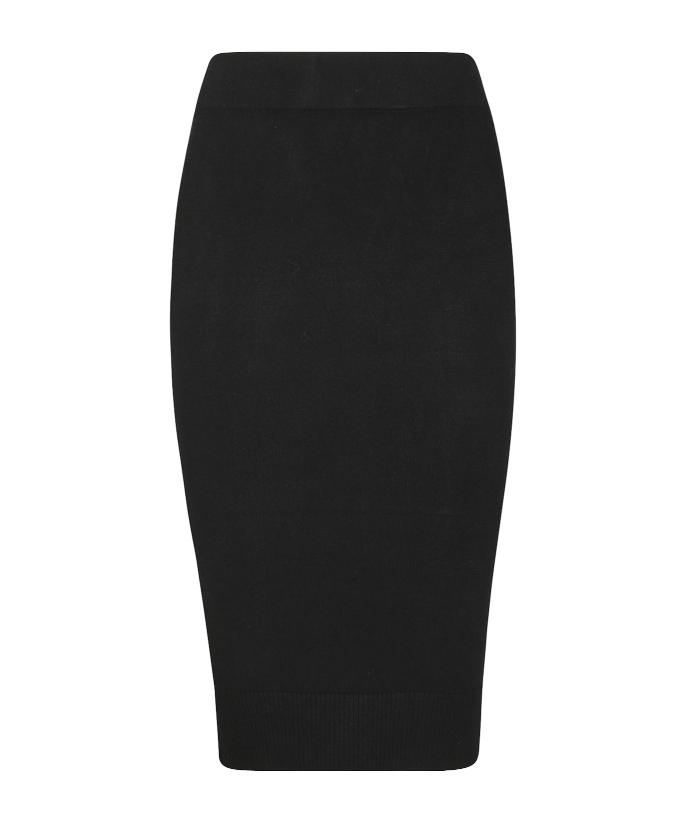 Dondup Fitted Black Skirt With Ribbed Hem In Black