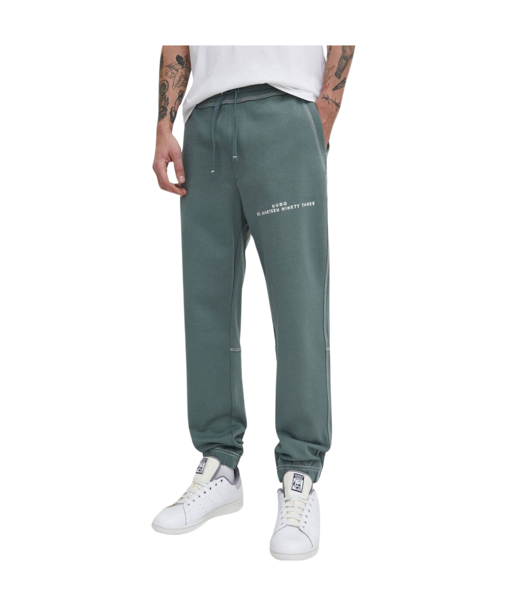 Hugo Boss Elastic Waist Casual Pants In Gray
